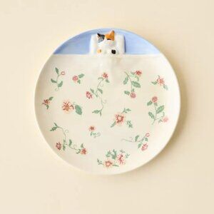 Lana Patterned Dessert Plate - Cat Sleeping In